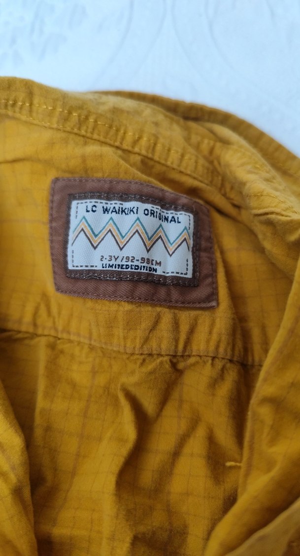 Sarı Erkek Keten Gömlek, Düğmeli, Rahat Kesim - Görsel 2