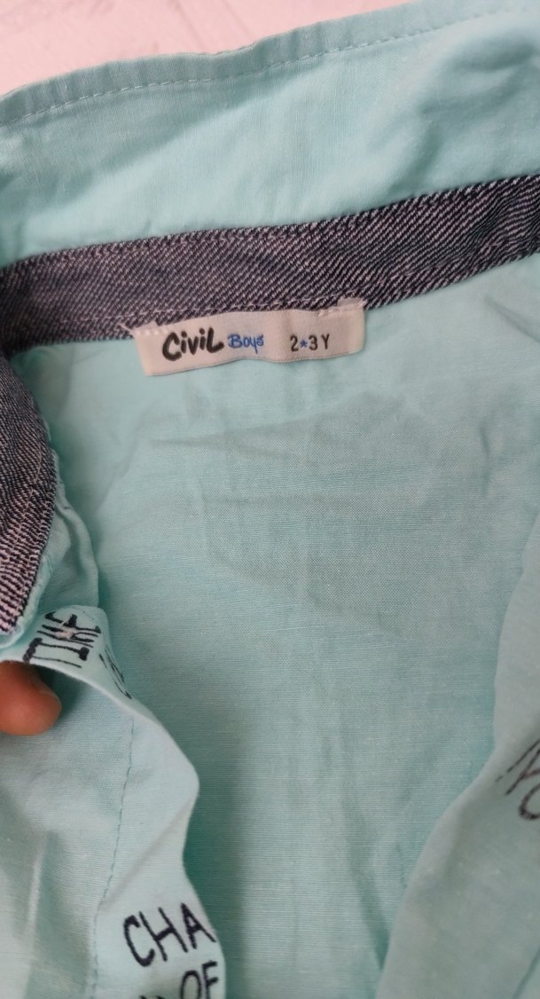 Turkuaz Baskılı Erkek Çocuk Kısa Kollu Gömlek - Görsel 3