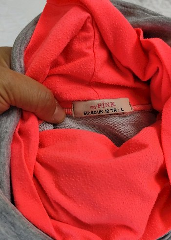 Gri Yüksek Pembe Yakalı Sweatshirt - Görsel 3