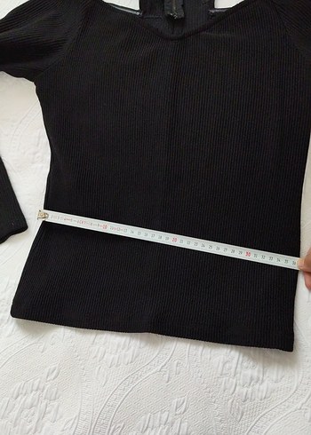 Kadın Siyah V Yaka Elastik Fitilli Kazak - Görsel 2