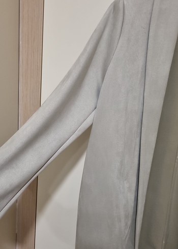 m Beden gri Renk Stradivarius KremKadın Süet Uzun Trench Coat