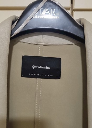 Stradivarius Stradivarius KremKadın Süet Uzun Trench Coat