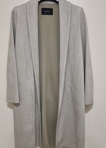 Stradivarius KremKadın Süet Uzun Trench Coat