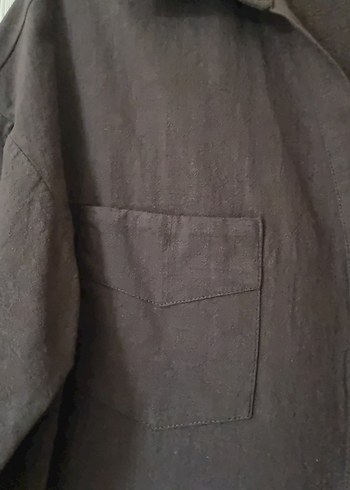 Zara Düğmeli Kısa Kollu Kahverengi Keten Gömlek Yeni