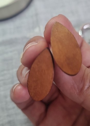 Beden çeşitli Renk Mini Bohem Tarzı Kahve ve Bej Ahsap ve Beyaz Metal Halka Küpeler