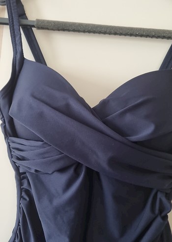 Marks & Spencer Lacivert Drapeli İnce Askılı Mayo