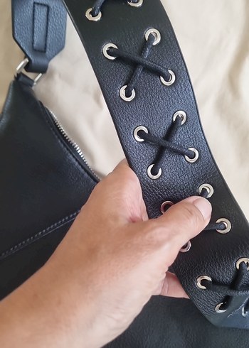 Zara Siyah Suni Deri Kadın Biker Çanta