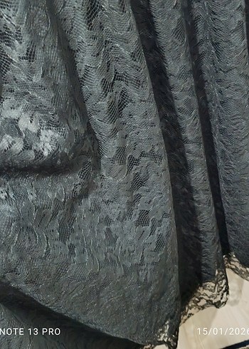 Siyah Dantel Detaylı Uzun elbise - Görsel 4