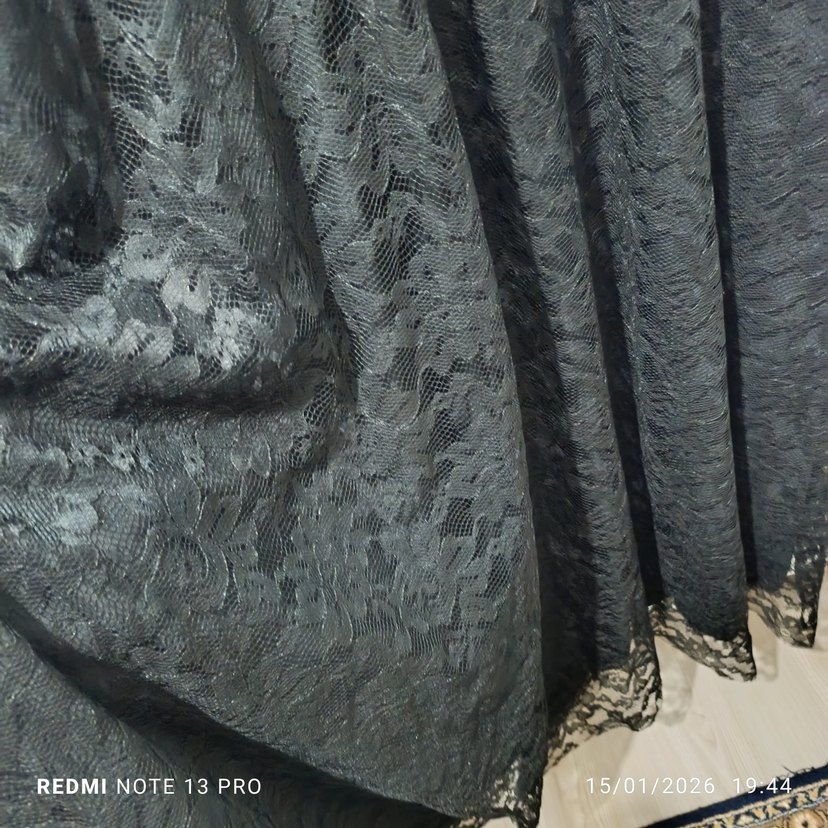 Siyah Dantel Detaylı Uzun elbise - Görsel 4