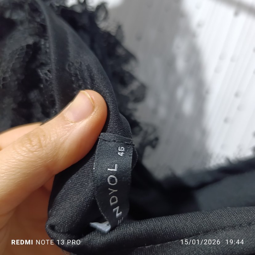 Siyah Dantel Detaylı Uzun elbise - Görsel 5