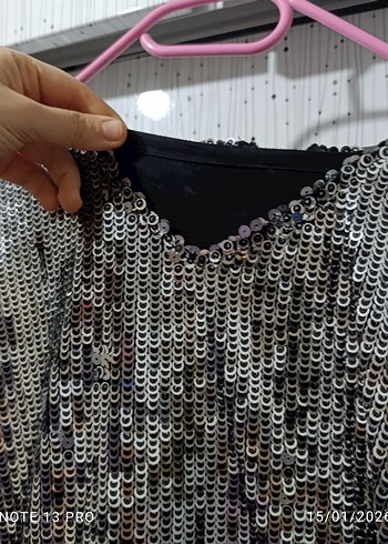 Kadın Gri Uzun Payetli Elbise - Görsel 2