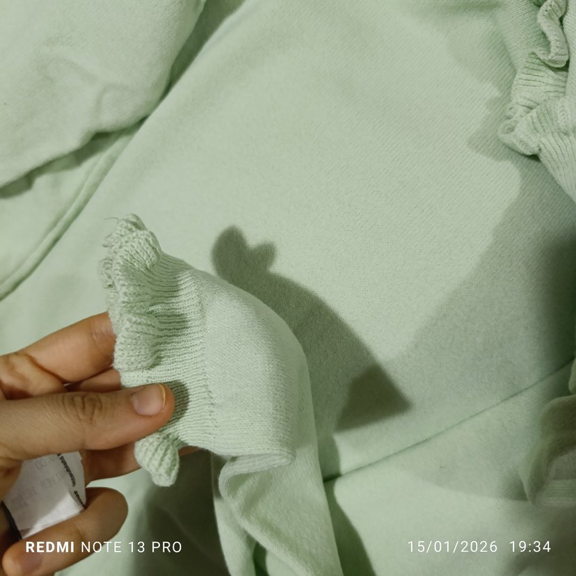 Yeşil Kadın Fırfırlı kazak - Görsel 2