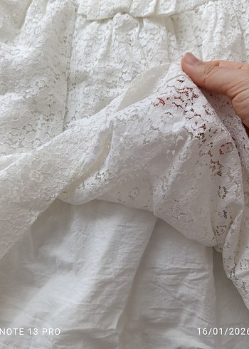 Kız Çocuk Beyaz Dantel Elbise - Görsel 3