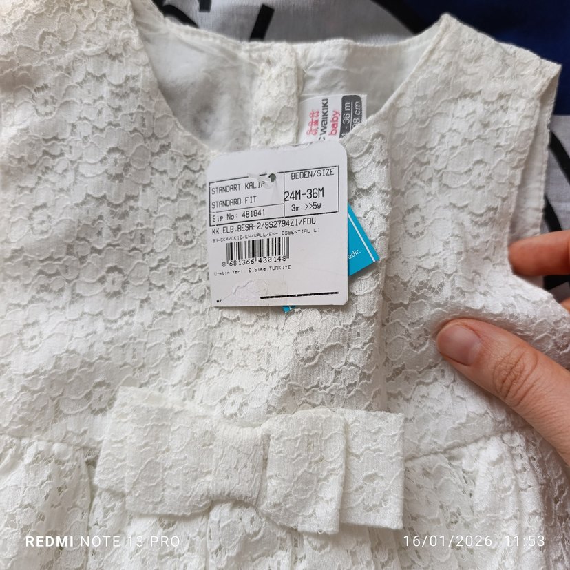 Kız Çocuk Beyaz Dantel Elbise - Görsel 2