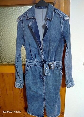 Denim elbise kot