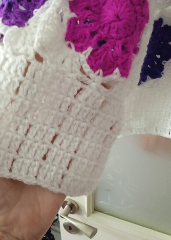 Çiçek Desenli Renkli Kız Çocuk Örgü Panço - Görsel 5