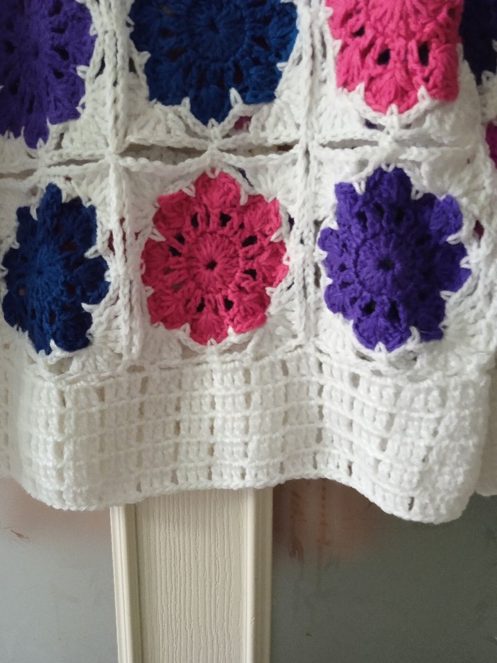 Çiçek Desenli Renkli Kız Çocuk Örgü Panço - Görsel 3