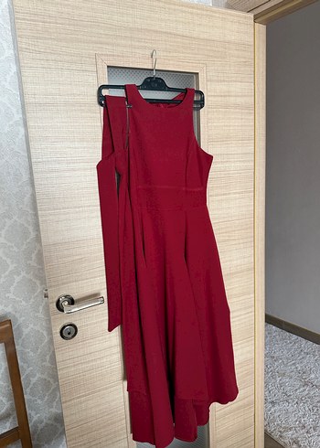 Bordo Drapeli Uzun Straplez Kadın Elbise - Görsel 3