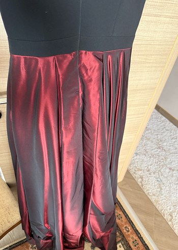 Bordo Drapeli Uzun Abiye Elbise - Görsel 4