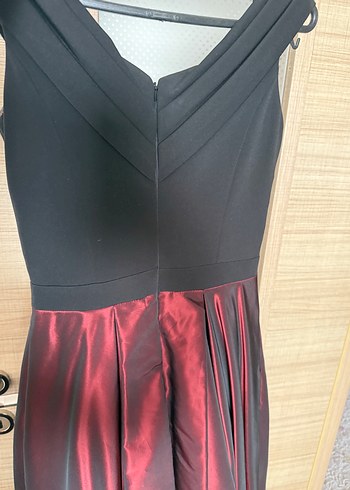 Bordo Drapeli Uzun Abiye Elbise - Görsel 3