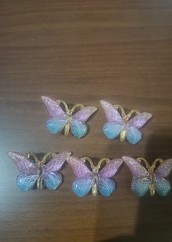 Pul İşlemeli Renkli Kelebek toka - Görsel 2