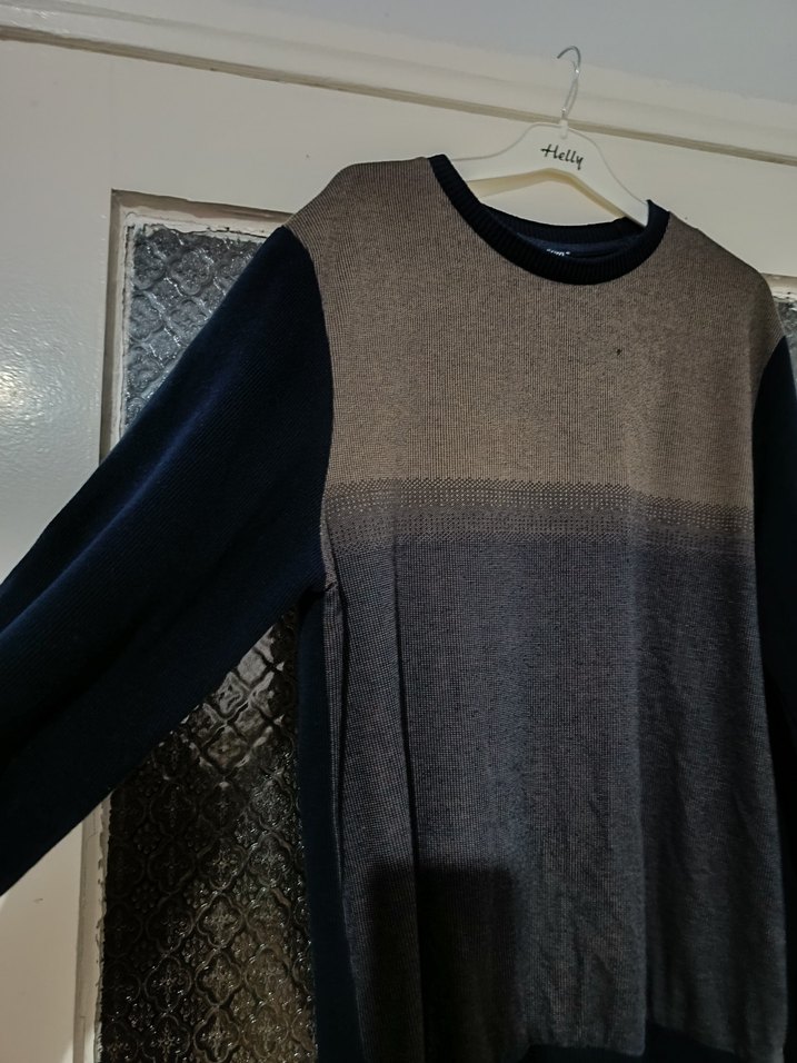 Kahverengi Bağlama Desenli Erkek Triko Kazak - Görsel 3