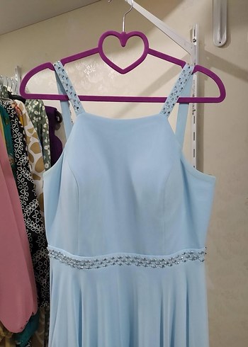 Mavi Uzun Abiye Elbise - Görsel 4