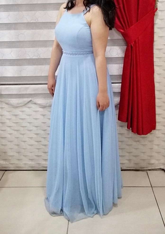 Mavi Uzun Abiye Elbise - Görsel 2