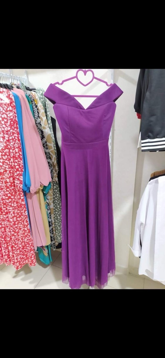 Mor Uzun Drapeli Abiye Elbise - Görsel 2