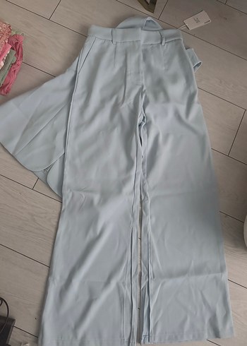 Düğmeli Mavi Midi Kadın Yelek pantolon takım - Görsel 5