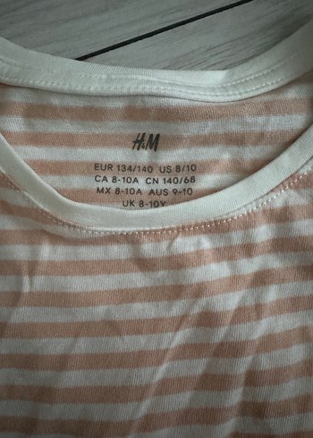 Kız Çocuk HM Bej Çizgili Fırfırlı Tişört - Görsel 2