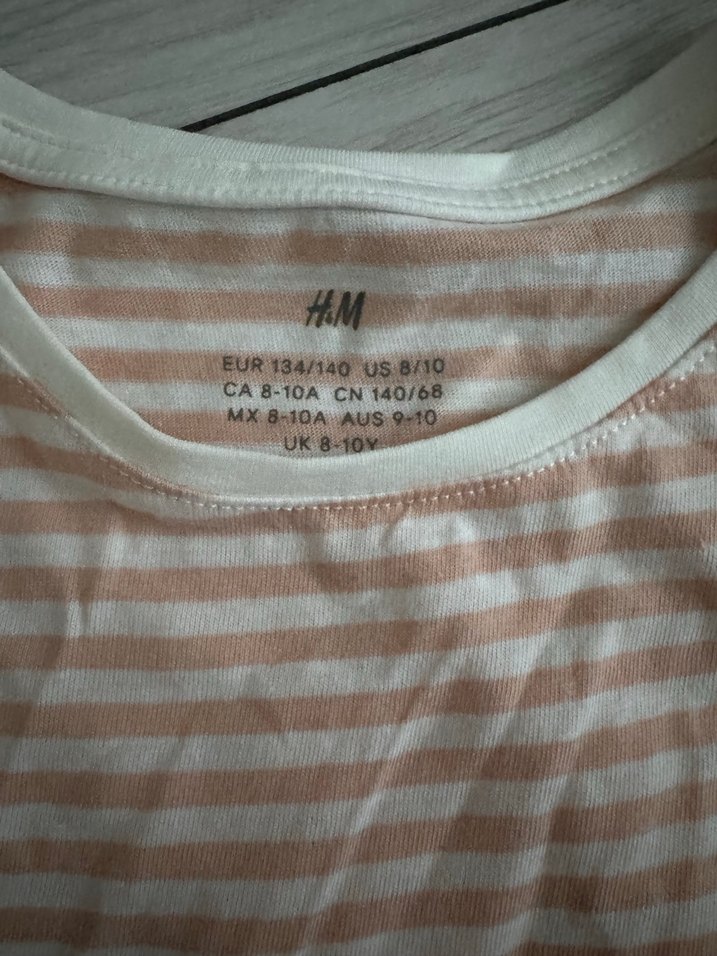 Kız Çocuk HM Bej Çizgili Fırfırlı Tişört - Görsel 2