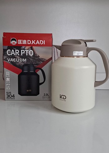 2.0L Beyaz Vakumlu Termos D.KADI - Görsel 6