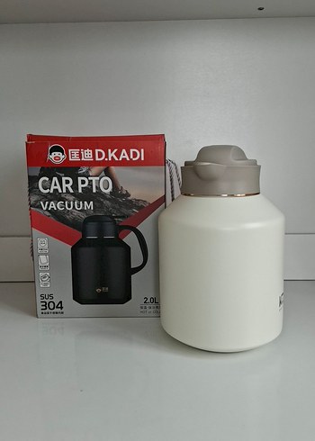 2.0L Beyaz Vakumlu Termos D.KADI - Görsel 4