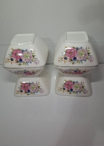 Çiçek Desenli Beyaz Kare Tabak Seti - Görsel 2