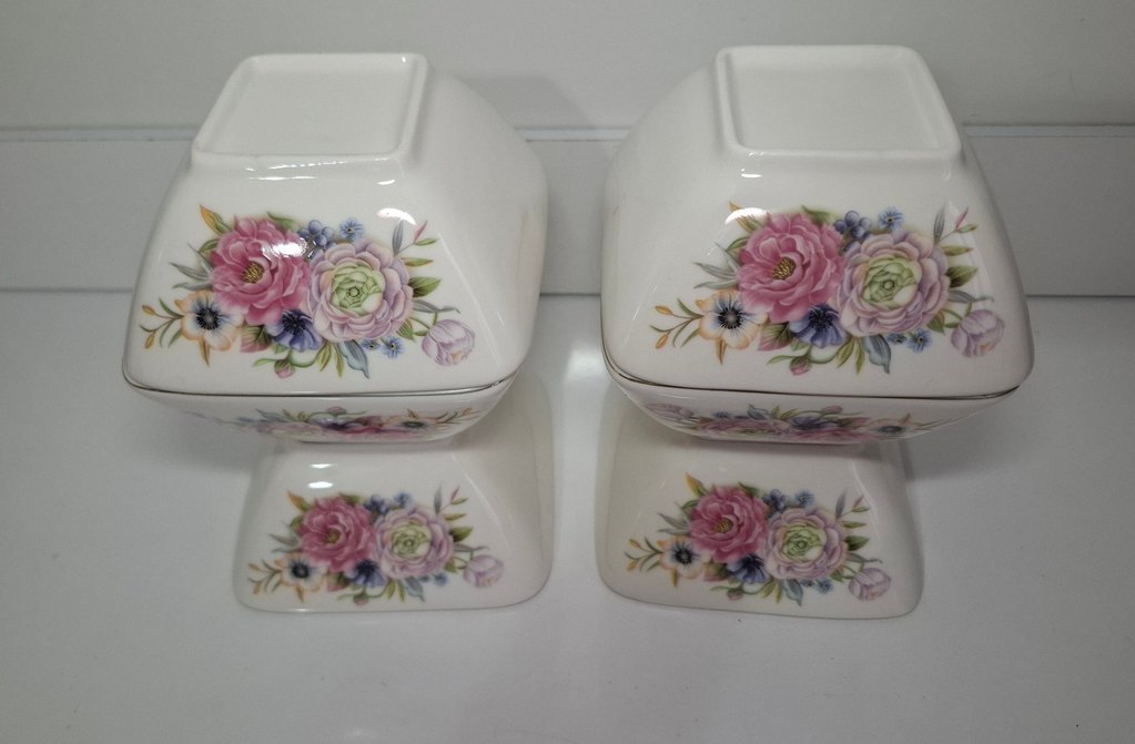 Çiçek Desenli Beyaz Kare Tabak Seti - Görsel 4