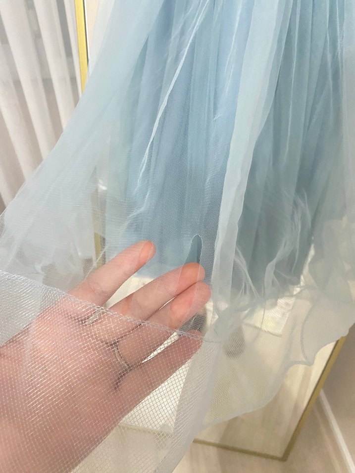 Mavi Pilili Kolsuz Kız Çocuk Elbise - Görsel 2