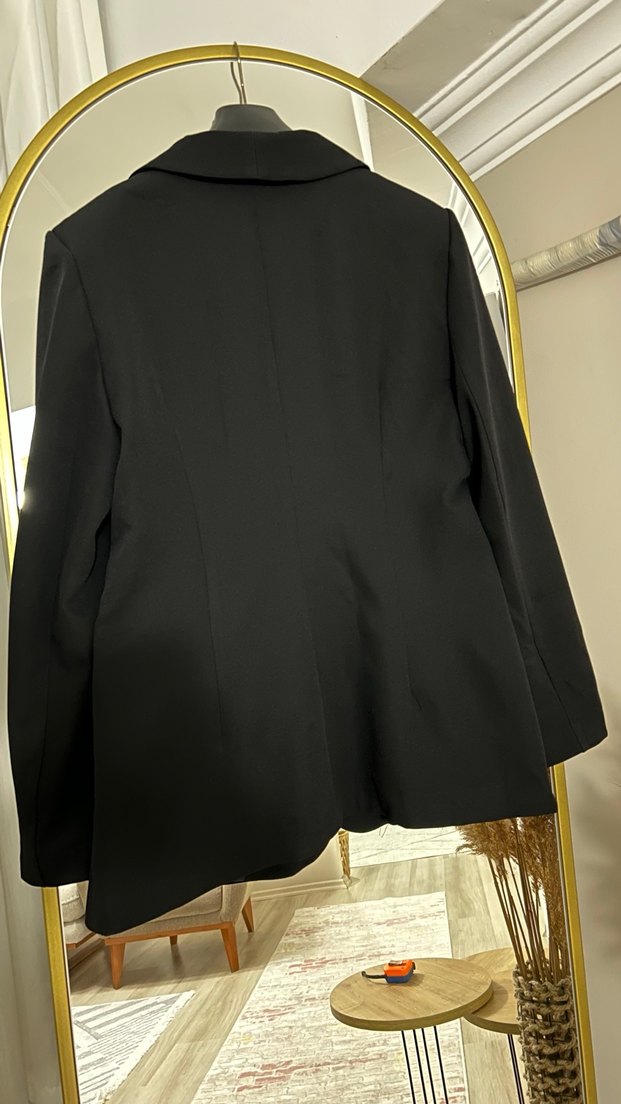 Siyah Kemerli Kadın Midi Blazer - Görsel 5
