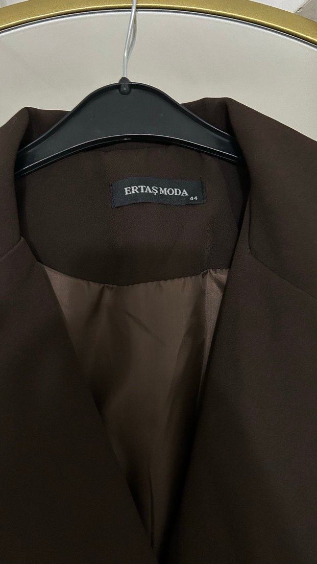 Düğmeli Kahverengi Kadın Blazer Ceket - Görsel 2
