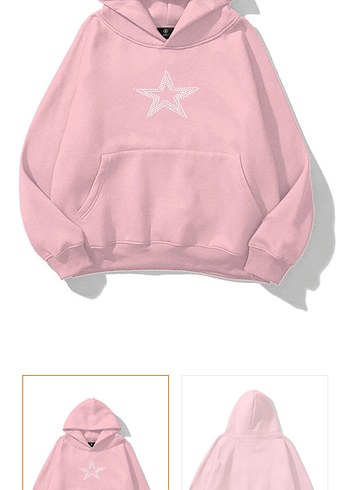 Taşlı Yıldız Detaylı Pembe Kadın Sweatshirt - Görsel 2