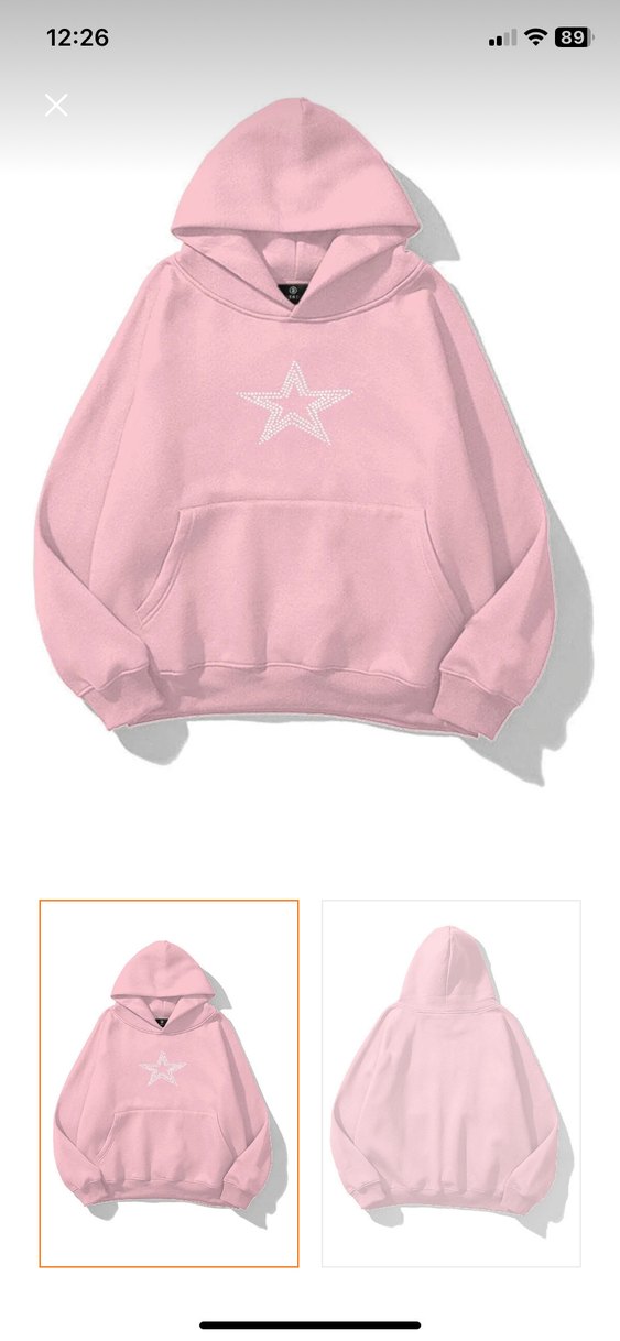 Taşlı Yıldız Detaylı Pembe Kadın Sweatshirt - Görsel 2