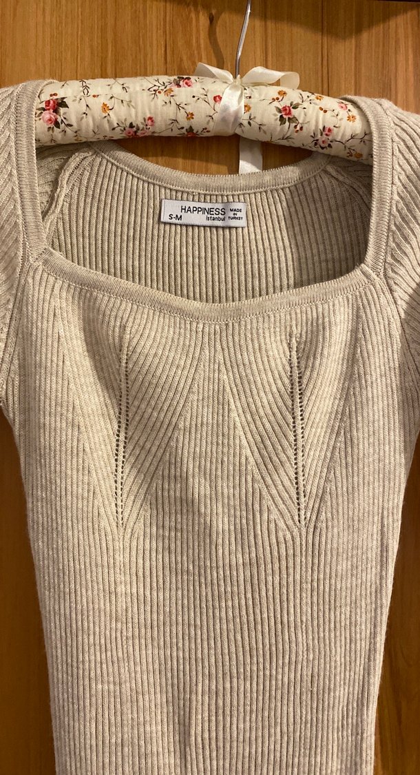 Bej Triko midi  Kadın Elbise - Görsel 2