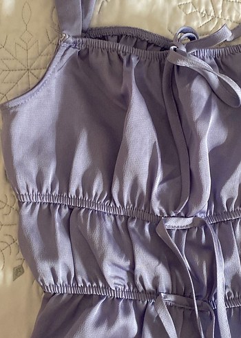 Saten kurdeleli mor bluz - Görsel 2