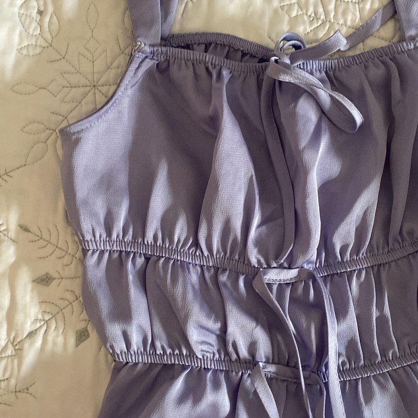 Saten kurdeleli mor bluz - Görsel 2