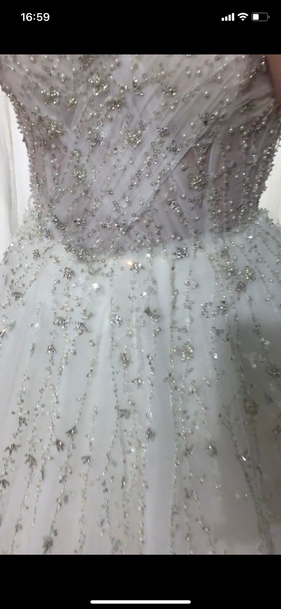 Straplez A Kesim Beyaz Midi Gelinlik - Görsel 5