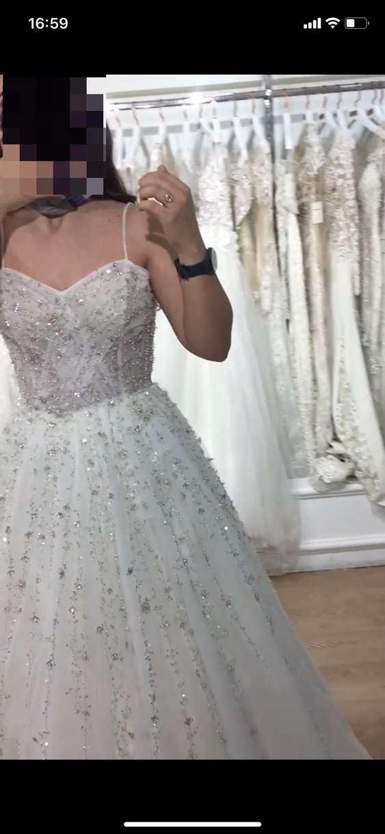 Straplez A Kesim Beyaz Midi Gelinlik - Görsel 3