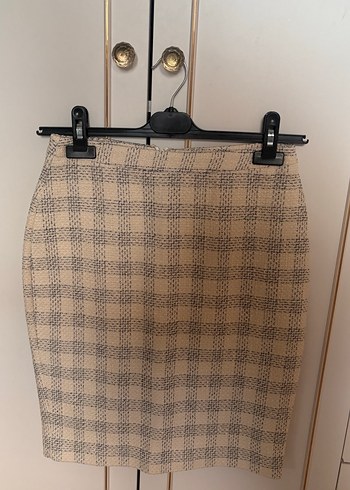 Bej Ekoseli Düğmeli Kadın Blazer Ceket - Görsel 4