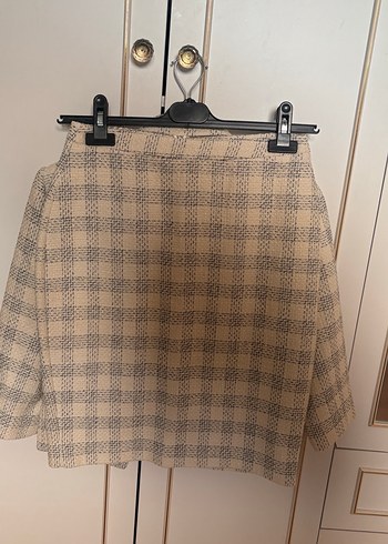 Bej Ekoseli Düğmeli Kadın Blazer Ceket - Görsel 3