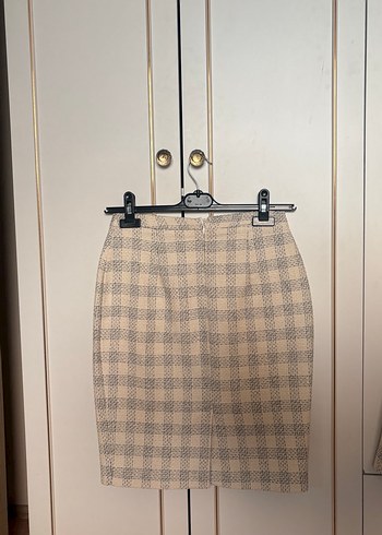 Bej Ekoseli Düğmeli Kadın Blazer Ceket - Görsel 5