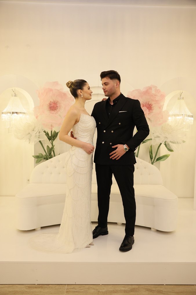 Beyaz Straplez Nişan-Gelinlik - Görsel 4